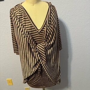 Elizabeth And James Drape Tie Front Stripe Tee